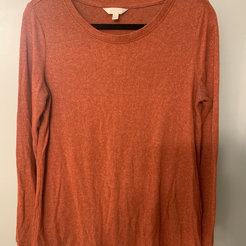 Women’s LC Lauren Conrad Medium Orange Sweater with Ruffle hem